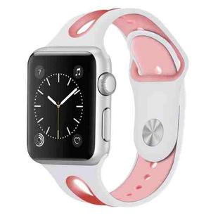 For Apple Watch Series 7 41mm / 6 & SE & 5 & 4 40mm / 3 & 2 & 1 38mm Two-tone Silicone Open Watch Band(White+Pink)