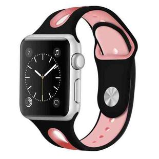 For Apple Watch Series 7 41mm / 6 & SE & 5 & 4 40mm / 3 & 2 & 1 38mm Two-tone Silicone Open Watch Band(Black+Pink)