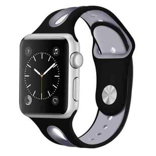 For Apple Watch Series 7 41mm / 6 & SE & 5 & 4 40mm / 3 & 2 & 1 38mm Two-tone Silicone Open Watch Band(Black+Grey)