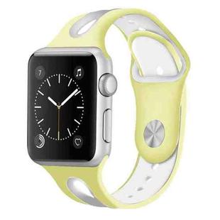 For Apple Watch Series 7 41mm / 6 & SE & 5 & 4 40mm / 3 & 2 & 1 38mm Two-tone Silicone Open Watch Band(Yellow+White)