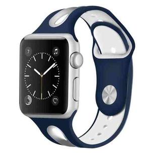 For Apple Watch Series 7 41mm / 6 & SE & 5 & 4 40mm / 3 & 2 & 1 38mm Two-tone Silicone Open Watch Band(Blue+White)