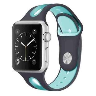 For Apple Watch Series 7 41mm / 6 & SE & 5 & 4 40mm / 3 & 2 & 1 38mm Two-tone Silicone Open Watch Band(Dark Gray+Teal Green)