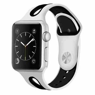 For Apple Watch Ultra 49mm / Series 8&7 45mm / SE 2&6&SE&5&4 44mm / 3&2&1 42mm Two-tone Silicone Open Watch Band(White+Black)