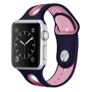 For Apple Watch Ultra 49mm / Series 8&7 45mm / SE 2&6&SE&5&4 44mm / 3&2&1 42mm Two-tone Silicone Open Watch Band(Blue+Rose Red)