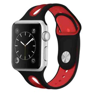 For Apple Watch Ultra 49mm / Series 8&7 45mm / SE 2&6&SE&5&4 44mm / 3&2&1 42mm Two-tone Silicone Open Watch Band(Black+Red)