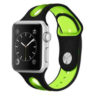 For Apple Watch Ultra 49mm / Series 8&7 45mm / SE 2&6&SE&5&4 44mm / 3&2&1 42mm Two-tone Silicone Open Watch Band(Black+Green)