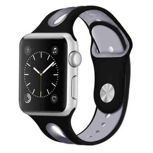 For Apple Watch Ultra 49mm / Series 8&7 45mm / SE 2&6&SE&5&4 44mm / 3&2&1 42mm Two-tone Silicone Open Watch Band(Black+Grey)