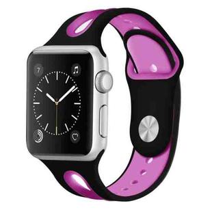 For Apple Watch Ultra 49mm / Series 8&7 45mm / SE 2&6&SE&5&4 44mm / 3&2&1 42mm Two-tone Silicone Open Watch Band(Black+Rose Purple)