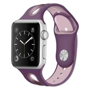 For Apple Watch Ultra 49mm / Series 8&7 45mm / SE 2&6&SE&5&4 44mm / 3&2&1 42mm Two-tone Silicone Open Watch Band(Light Purple+Light Pink)