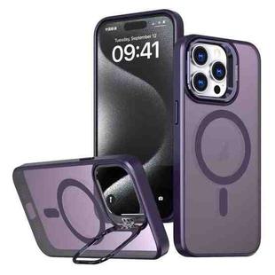 For iPhone 15 Pro Max Metal Invisible Camera Holder MagSafe Magnetic Phone Case(Purple)