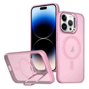 For iPhone 14 Pro Max Metal Invisible Camera Holder MagSafe Magnetic Phone Case(Pink)