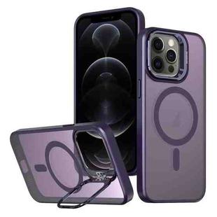 For iPhone 12 Pro Metal Invisible Camera Holder MagSafe Magnetic Phone Case(Purple)