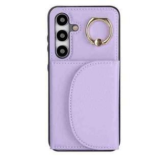 For Samsung Galaxy S24+ 5G YM007 Ring Holder Card Bag Skin Feel Phone Case(Purple)