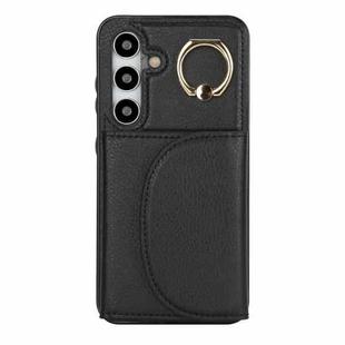 For Samsung Galaxy S24+ 5G YM007 Ring Holder Card Bag Skin Feel Phone Case(Black)
