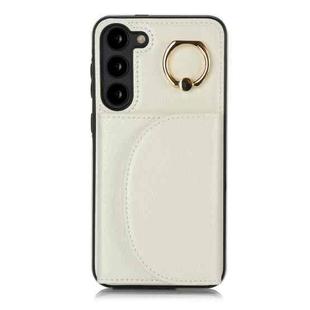 For Samsung Galaxy S23 5G YM007 Ring Holder Card Bag Skin Feel Phone Case(White)