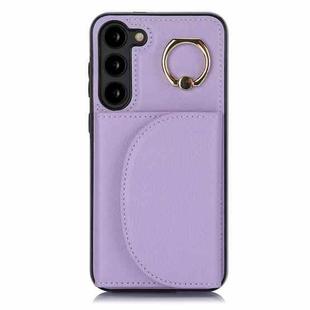 For Samsung Galaxy S23+ 5G YM007 Ring Holder Card Bag Skin Feel Phone Case(Purple)