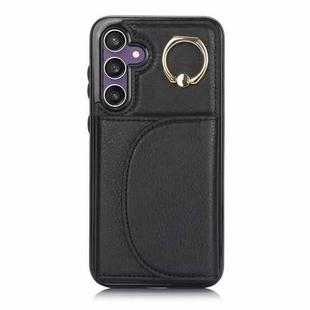 For Samsung Galaxy S23 FE 5G YM007 Ring Holder Card Bag Skin Feel Phone Case(Black)