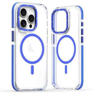 For iPhone 15 Pro Max Dual-Color Clear Acrylic Hybrid TPU MagSafe Phone Case(Blue)