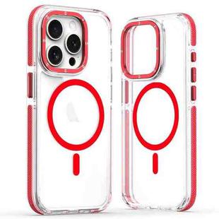 For iPhone 15 Pro Dual-Color Clear Acrylic Hybrid TPU MagSafe Phone Case(Red)