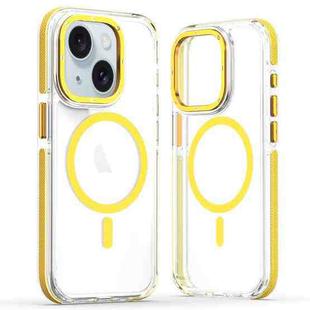 For iPhone 15 Dual-Color Clear Acrylic Hybrid TPU MagSafe Phone Case(Yellow)