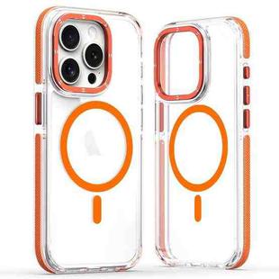 For iPhone 13 Pro Max Dual-Color Clear Acrylic Hybrid TPU MagSafe Phone Case(Orange)