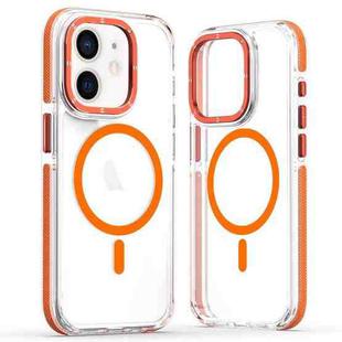 For iPhone 12 Dual-Color Clear Acrylic Hybrid TPU MagSafe Phone Case(Orange)