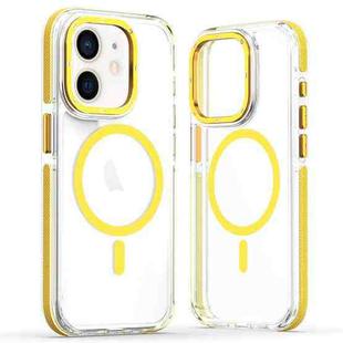 For iPhone 12 Dual-Color Clear Acrylic Hybrid TPU MagSafe Phone Case(Yellow)