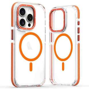 For iPhone 12 Pro Max Dual-Color Clear Acrylic Hybrid TPU MagSafe Phone Case(Orange)