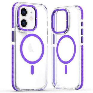 For iPhone 11 Dual-Color Clear Acrylic Hybrid TPU MagSafe Phone Case(Purple)