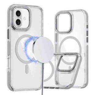 For iPhone 16 Dual-Color Clear Acrylic Hybrid TPU MagSafe Phone Case(Grey)