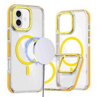 For iPhone 16 Plus Dual-Color Clear Acrylic Hybrid TPU MagSafe Phone Case(Yellow)