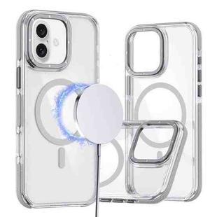 For iPhone 16 Plus Dual-Color Clear Acrylic Hybrid TPU MagSafe Phone Case(Grey)