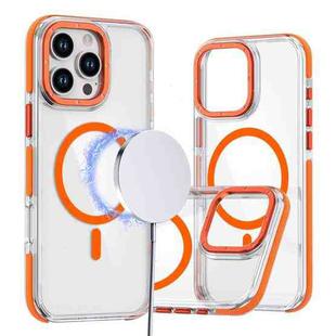 For iPhone 16 Pro Dual-Color Clear Acrylic Hybrid TPU MagSafe Phone Case(Orange)