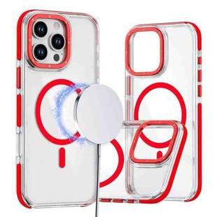 For iPhone 16 Pro Dual-Color Clear Acrylic Hybrid TPU MagSafe Phone Case(Red)