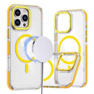 For iPhone 16 Pro Dual-Color Clear Acrylic Hybrid TPU MagSafe Phone Case(Yellow)