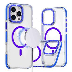 For iPhone 16 Pro Dual-Color Clear Acrylic Hybrid TPU MagSafe Phone Case(Blue)