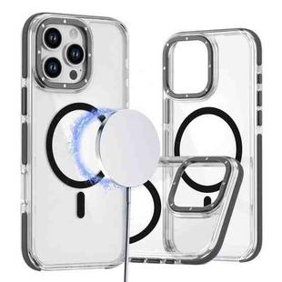 For iPhone 16 Pro Dual-Color Clear Acrylic Hybrid TPU MagSafe Phone Case(Black)