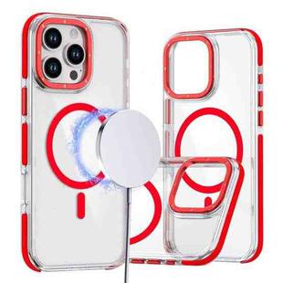 For iPhone 16 Pro Max Dual-Color Clear Acrylic Hybrid TPU MagSafe Phone Case(Red)