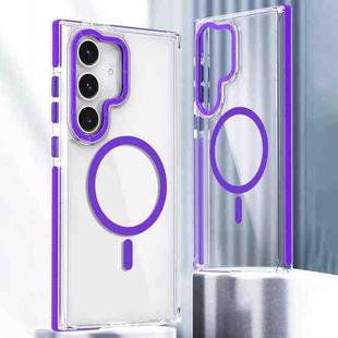 For Samsung Galaxy S24 5G Dual-Color Clear Acrylic Hybrid TPU MagSafe Phone Case(Purple)