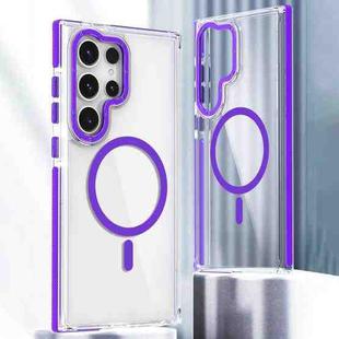 For Samsung Galaxy S24 Ultra 5G Dual-Color Clear Acrylic Hybrid TPU MagSafe Phone Case(Purple)