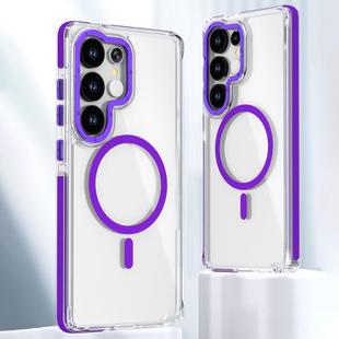 For Samsung Galaxy S25 Ultra 5G Dual-Color Clear Acrylic Hybrid TPU MagSafe Phone Case(Purple)