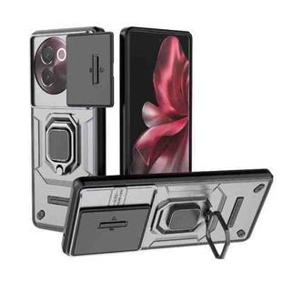 For vivo V30e 5G Global Sliding Camshield TPU + PC Shockproof Phone Case with Holder(Grey)