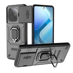 For vivo iQOO Z9 Turbo 5G Sliding Camshield TPU + PC Shockproof Phone Case with Holder(Black)