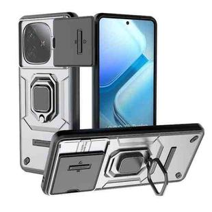 For vivo iQOO Z9 Turbo 5G Sliding Camshield TPU + PC Shockproof Phone Case with Holder(Grey)