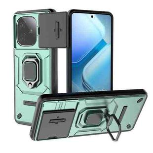 For vivo iQOO Z9 Turbo 5G Sliding Camshield TPU + PC Shockproof Phone Case with Holder(Green)