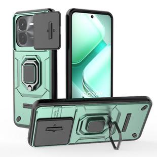 For vivo iQOO Z9X 5G Sliding Camshield TPU + PC Shockproof Phone Case with Holder(Green)