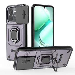 For vivo iQOO Z9X 5G Sliding Camshield TPU + PC Shockproof Phone Case with Holder(Purple)