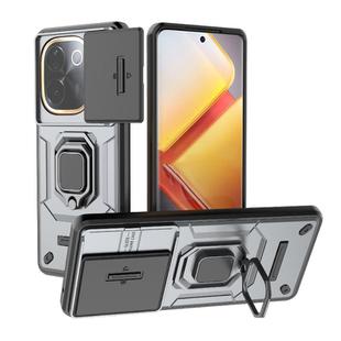 For vivo iQOO Z9s Pro 5G Global Sliding Camshield TPU + PC Shockproof Phone Case with Holder(Grey)