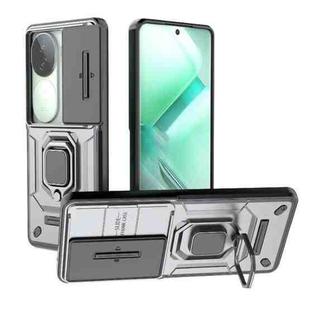 For vivo iQOO Z9s 5G Global Sliding Camshield TPU + PC Shockproof Phone Case with Holder(Grey)