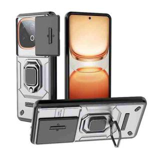 For vivo iQOO Z10 Turbo 5G Sliding Camshield TPU + PC Shockproof Phone Case with Holder(Grey)